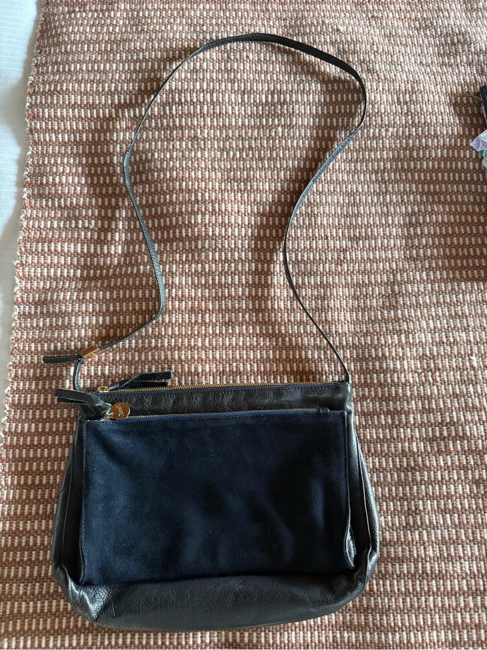 Clare V Black and Navy Crossbody Bag